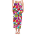 Girly Unicorn Cartoon Pattern Print Side Slit Maxi Skirt