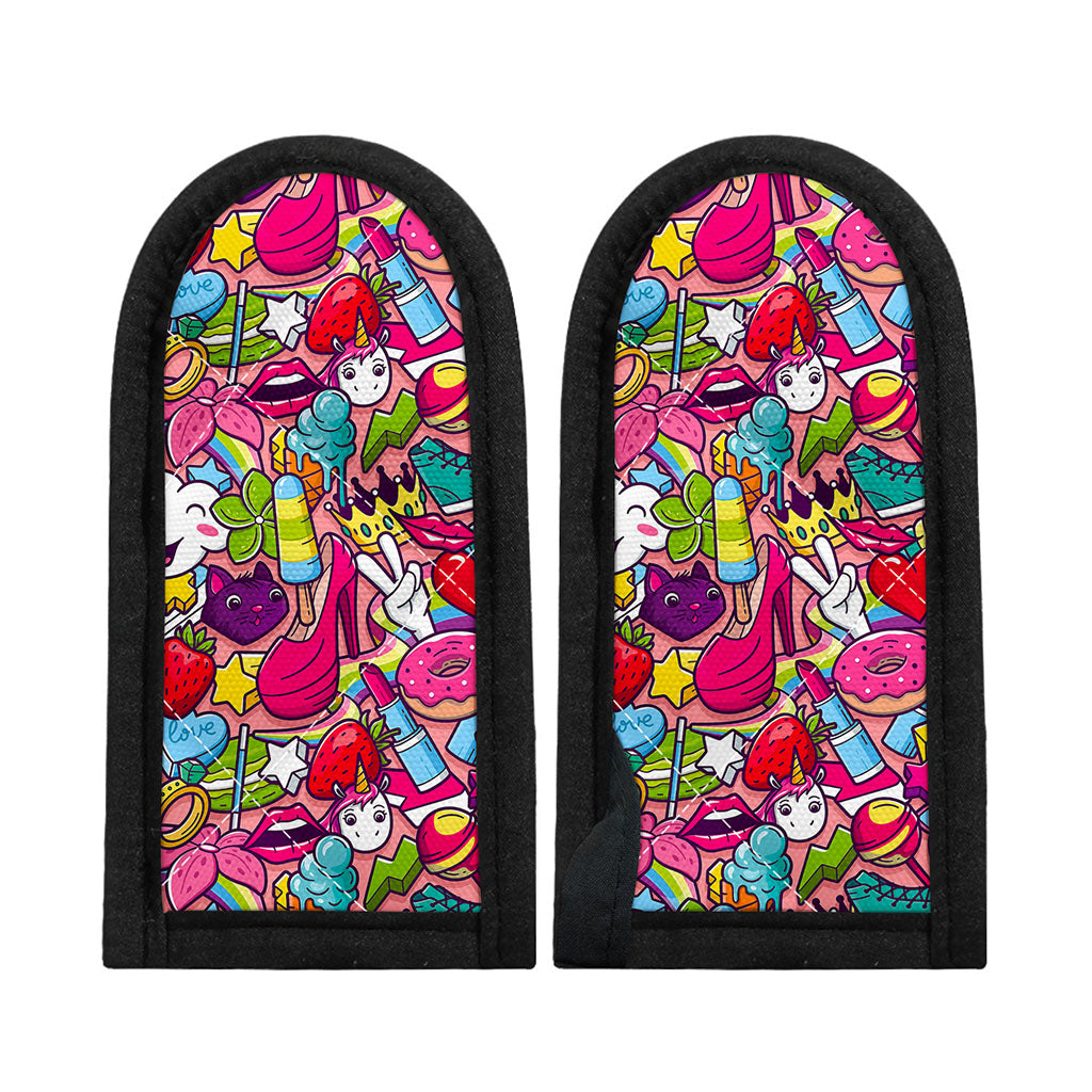 Girly Unicorn Cartoon Pattern Print Skillet Handle Cover