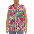 Girly Unicorn Cartoon Pattern Print Sleeveless Baseball Jersey
