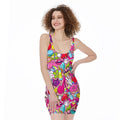 Girly Unicorn Cartoon Pattern Print Sleeveless Bodycon Dress