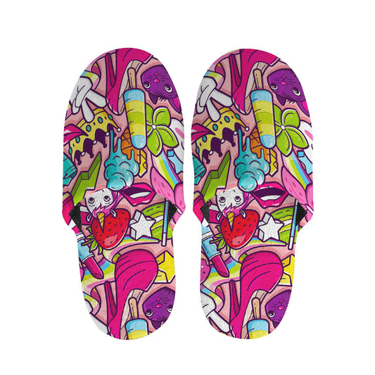 Girly Unicorn Cartoon Pattern Print Slippers