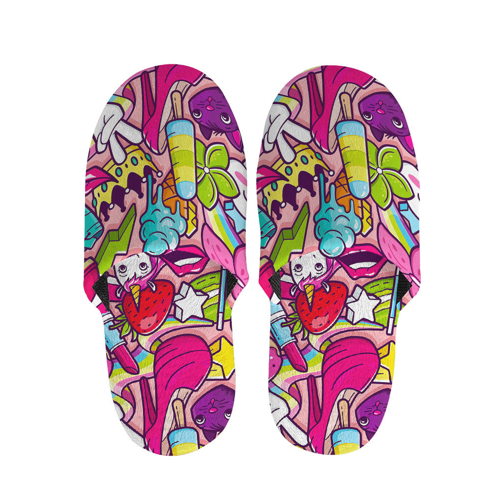 Girly Unicorn Cartoon Pattern Print Slippers