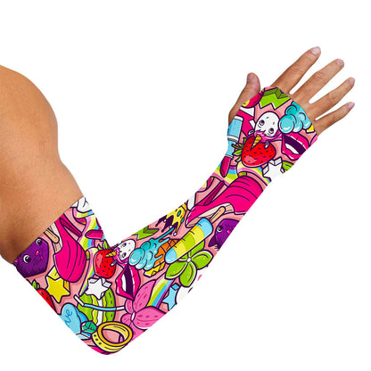 Girly Unicorn Cartoon Pattern Print Sun Protection Arm Sleeves