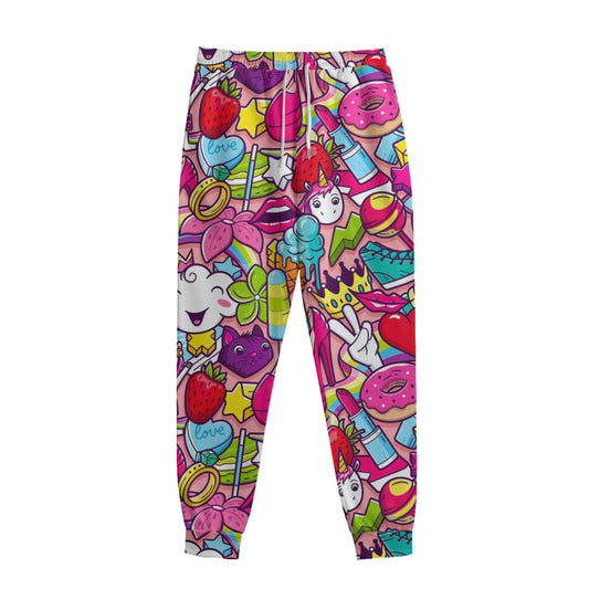 Girly Unicorn Cartoon Pattern Print Sweatpants