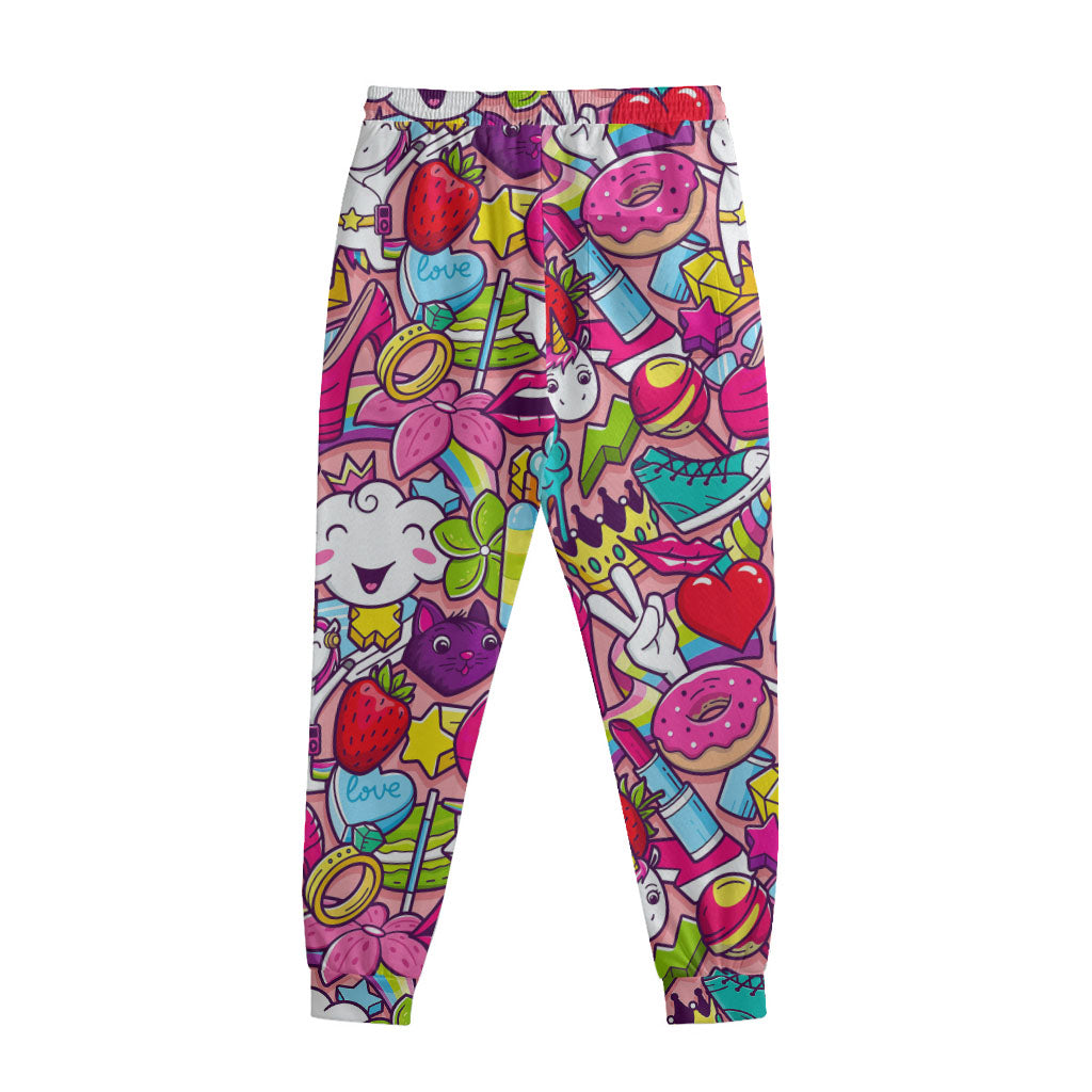 Girly Unicorn Cartoon Pattern Print Sweatpants
