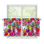 Girly Unicorn Cartoon Pattern Print Tier Curtains