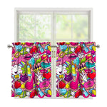 Girly Unicorn Cartoon Pattern Print Tier Curtains