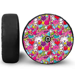 Girly Unicorn Cartoon Pattern Print Tire Cover With Camera Hole