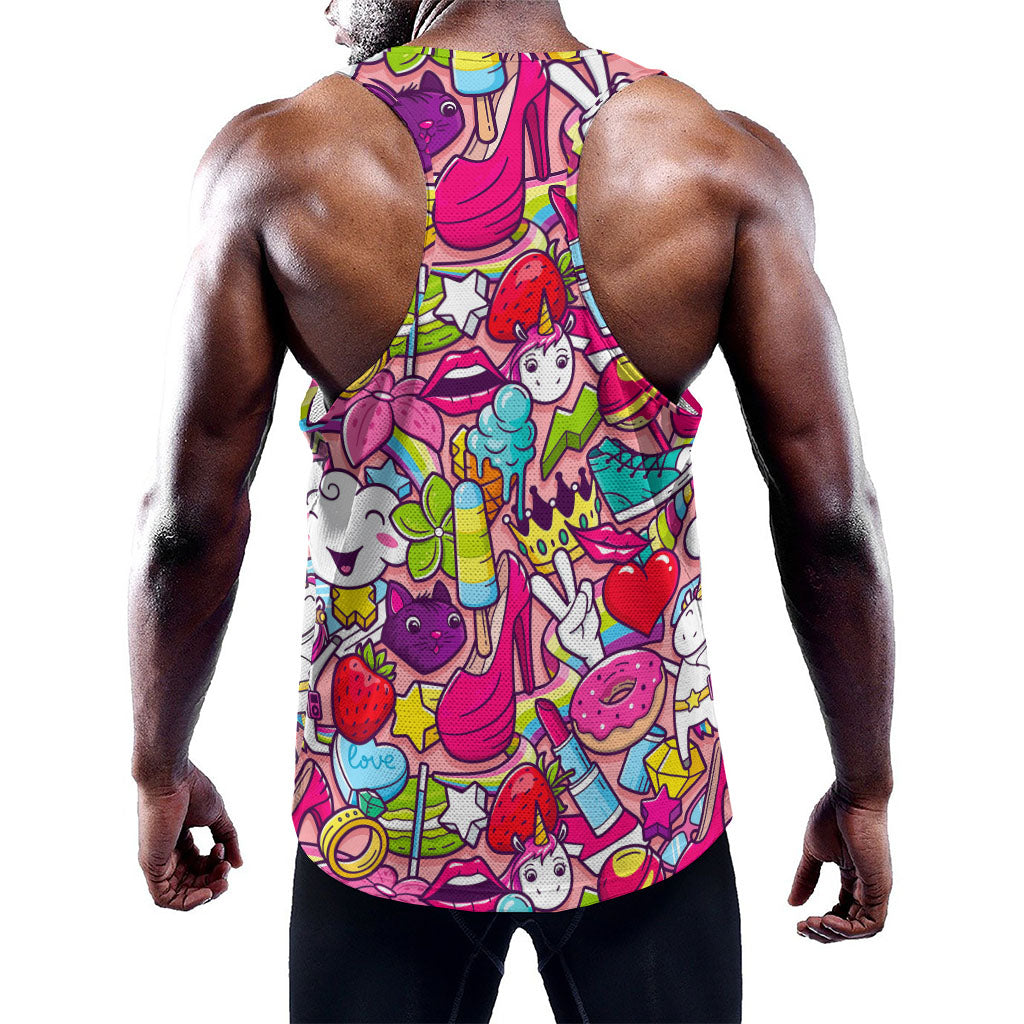 Girly Unicorn Cartoon Pattern Print Training Tank Top