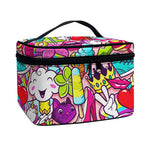 Girly Unicorn Cartoon Pattern Print Travel Makeup Bag