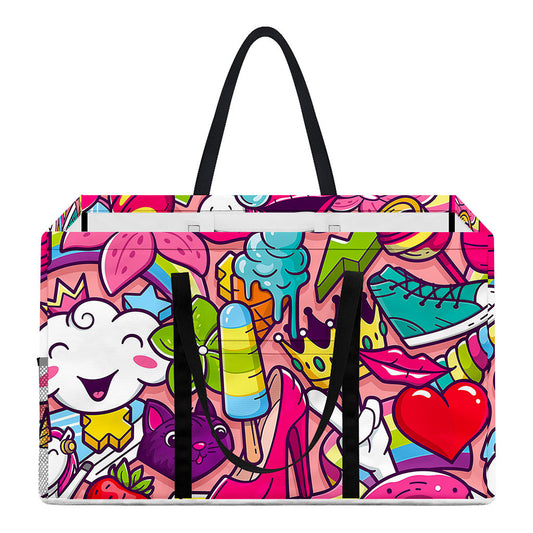 Girly Unicorn Cartoon Pattern Print Utility Tote Bag
