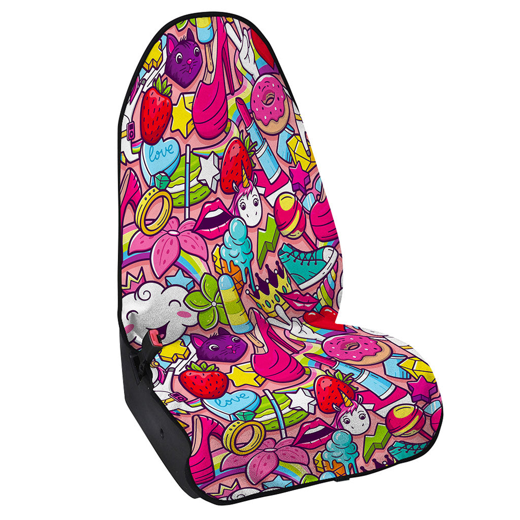Girly Unicorn Cartoon Pattern Print Waterproof Car Seat Cover