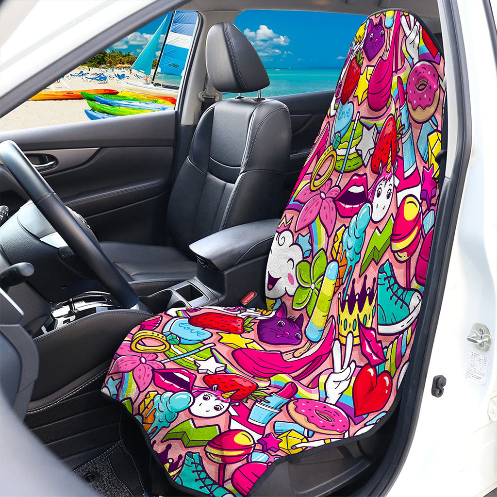 Girly Unicorn Cartoon Pattern Print Waterproof Car Seat Cover