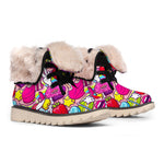 Girly Unicorn Cartoon Pattern Print Winter Boots