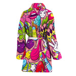 Girly Unicorn Cartoon Pattern Print Women's Bathrobe