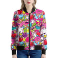Girly Unicorn Cartoon Pattern Print Women's Bomber Jacket
