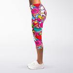 Girly Unicorn Cartoon Pattern Print Women's Capri Leggings