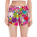 Girly Unicorn Cartoon Pattern Print Women's Split Running Shorts