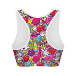 Girly Unicorn Cartoon Pattern Print Women's Sports Bra