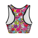 Girly Unicorn Cartoon Pattern Print Women's Sports Bra