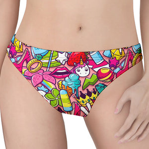 Girly Unicorn Cartoon Pattern Print Women's Thong