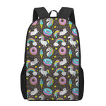 Girly Unicorn Donut Pattern Print 17 Inch Backpack