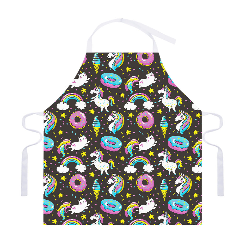 Girly Unicorn Donut Pattern Print Adjustable Apron