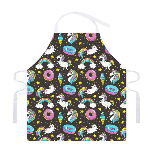 Girly Unicorn Donut Pattern Print Adjustable Apron