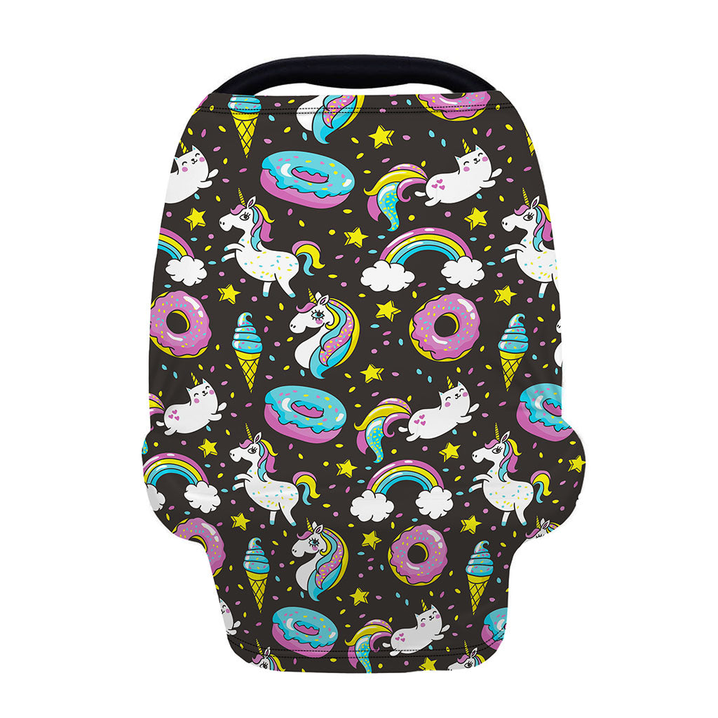 Girly Unicorn Donut Pattern Print Baby Seat Cover