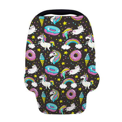 Girly Unicorn Donut Pattern Print Baby Seat Cover