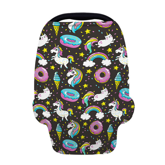 Girly Unicorn Donut Pattern Print Baby Seat Cover