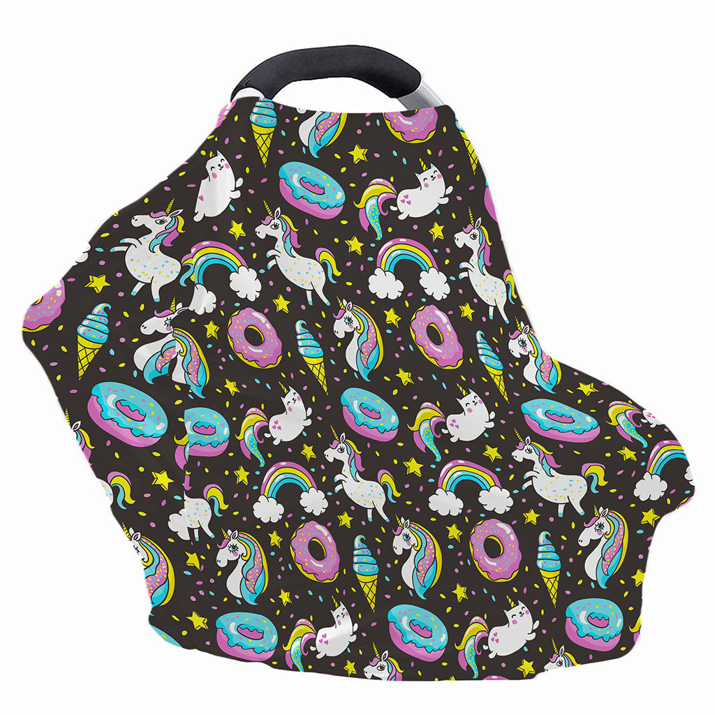 Girly Unicorn Donut Pattern Print Baby Seat Cover
