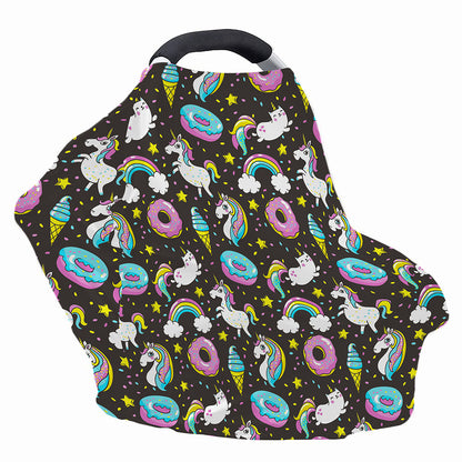 Girly Unicorn Donut Pattern Print Baby Seat Cover