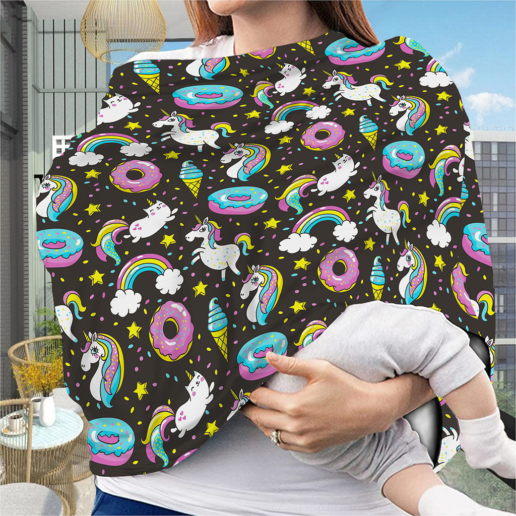 Girly Unicorn Donut Pattern Print Baby Seat Cover