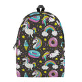 Girly Unicorn Donut Pattern Print School Backpack