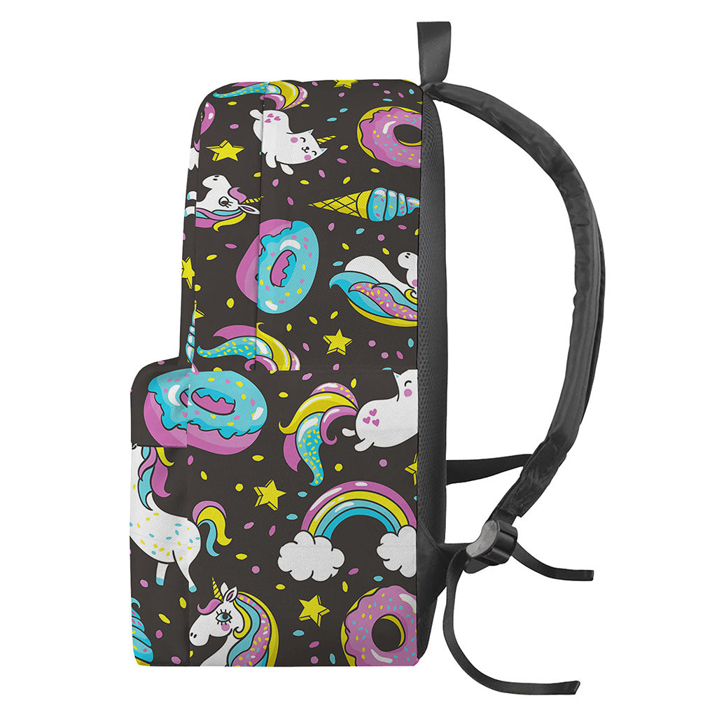 Girly Unicorn Donut Pattern Print Backpack