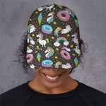 Girly Unicorn Donut Pattern Print Baseball Cap