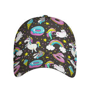 Girly Unicorn Donut Pattern Print Baseball Cap