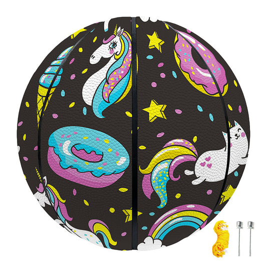 Girly Unicorn Donut Pattern Print Basketball