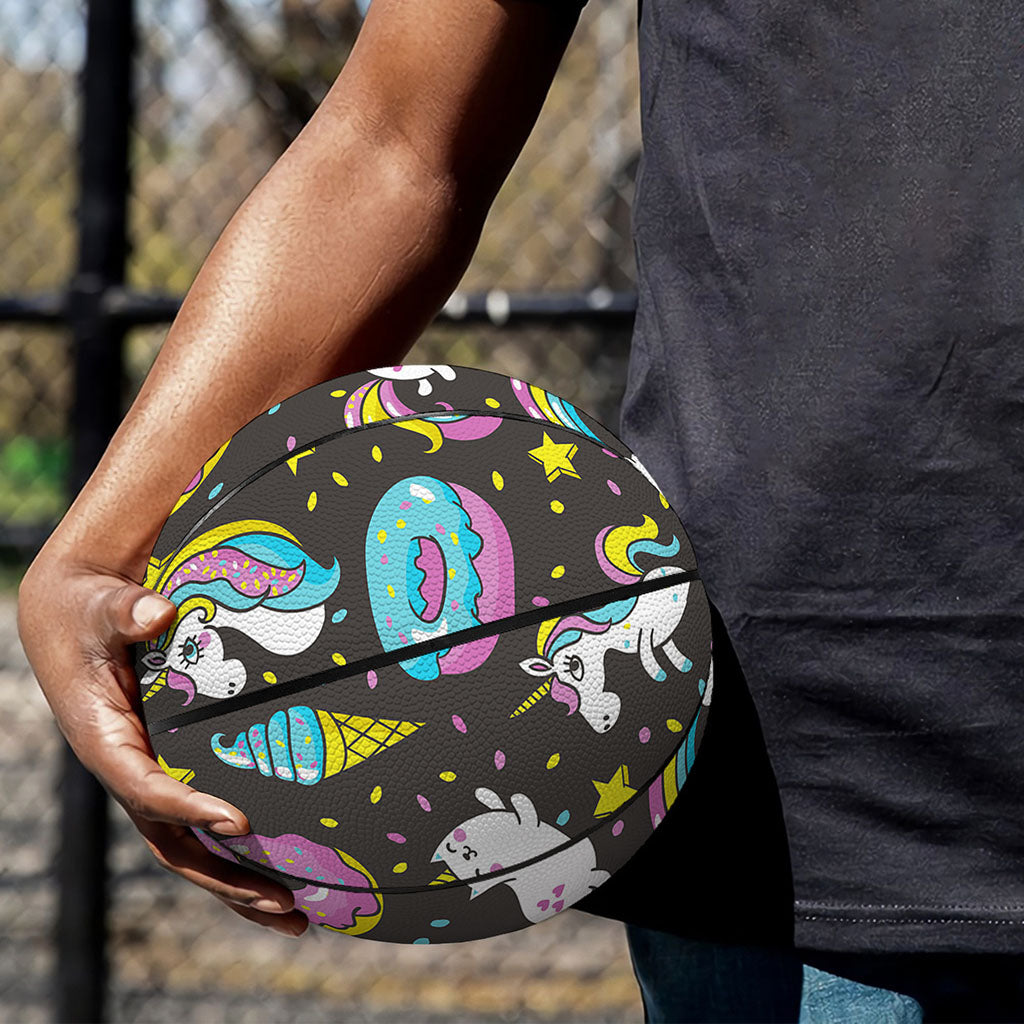 Girly Unicorn Donut Pattern Print Basketball