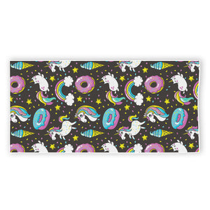 Girly Unicorn Donut Pattern Print Beach Towel