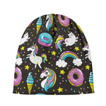 Girly Unicorn Donut Pattern Print Beanie