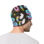 Girly Unicorn Donut Pattern Print Beanie