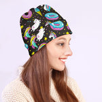 Girly Unicorn Donut Pattern Print Beanie