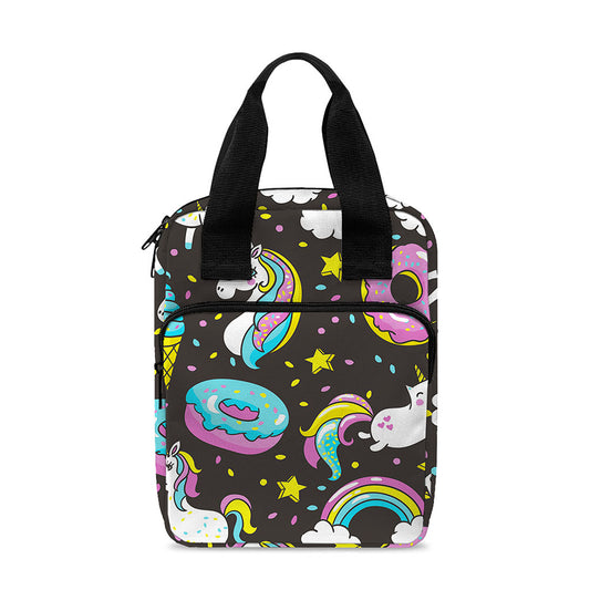 Girly Unicorn Donut Pattern Print Bible Tote Bag