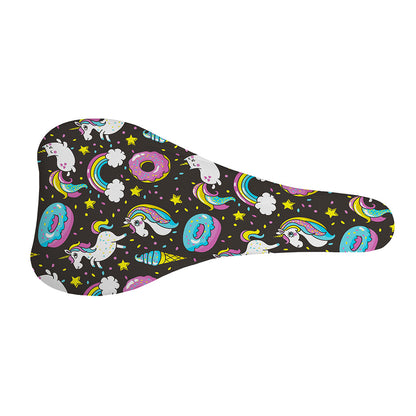 Girly Unicorn Donut Pattern Print Bicycle Seat Cover