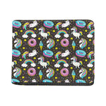Girly Unicorn Donut Pattern Print Bifold Wallet