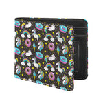 Girly Unicorn Donut Pattern Print Bifold Wallet