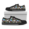 Girly Unicorn Donut Pattern Print Black Low Top Sneakers