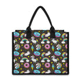 Girly Unicorn Donut Pattern Print Canvas Tote Bag